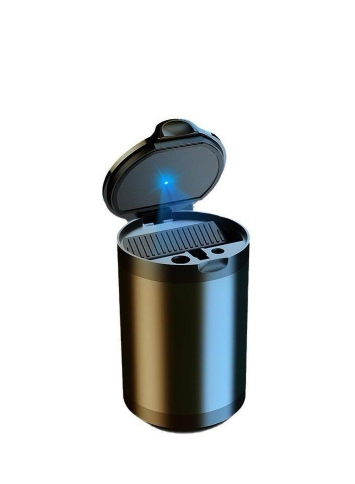 Car Ashtray with Lid - Portable Mini Trash Can, Detachable Stainless Steel less Ashtray with LED Blue Light, Auto Cup Holder Ashtray for Car, Truck, SUV - Image 1