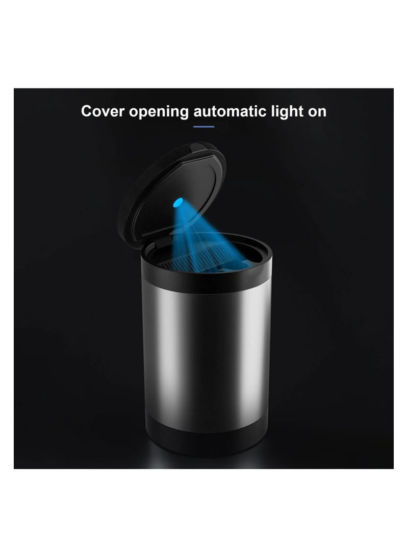 Car Ashtray with Lid - Portable Mini Trash Can, Detachable Stainless Steel less Ashtray with LED Blue Light, Auto Cup Holder Ashtray for Car, Truck, SUV - Image 4