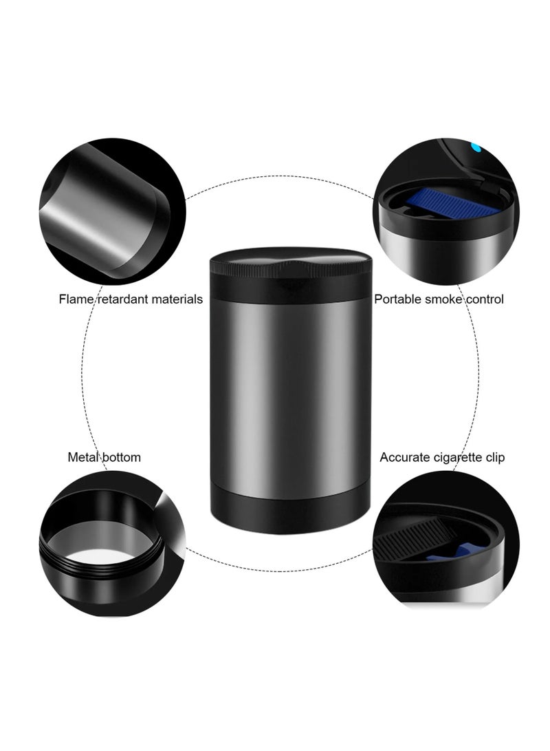 Car Ashtray with Lid - Portable Mini Trash Can, Detachable Stainless Steel less Ashtray with LED Blue Light, Auto Cup Holder Ashtray for Car, Truck, SUV - Image 5