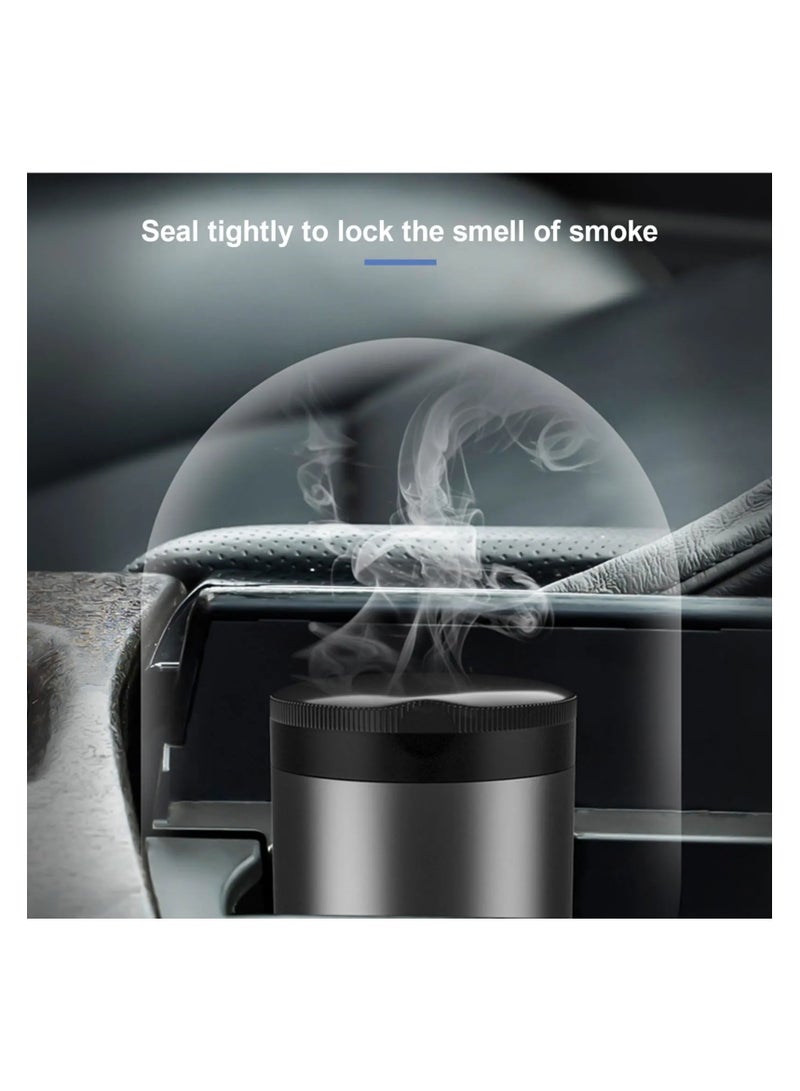 Car Ashtray with Lid - Portable Mini Trash Can, Detachable Stainless Steel less Ashtray with LED Blue Light, Auto Cup Holder Ashtray for Car, Truck, SUV - Image 3