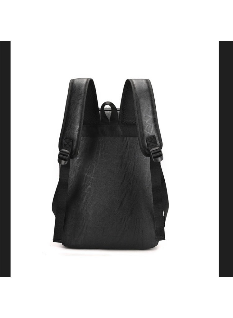 حقيبة ظهر رجالية للأعمال بسعة كبيرة مصنوعة من الجلد الأسود بتصميم بسيط مقاس 16 بوصة، حقيبة كمبيوتر محمول متعددة الوظائف، كاميرا، جهاز لوحي، حقيبة حمل متعددة الاستخدامات - Image 4