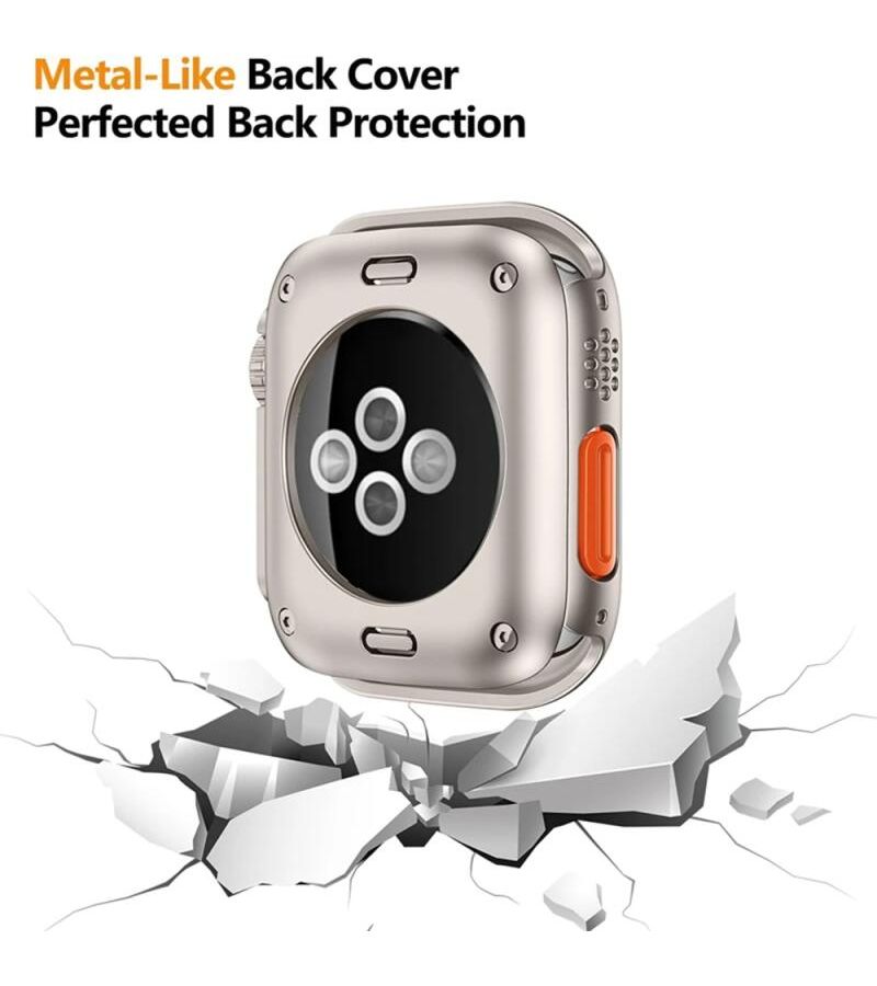 Tempered Film Protective Case Hard PC Frame For Apple Watch 44mm Series 4 5 6 SE Rose Golden Transforms To Ultra Appearance Screen Protector Scratch Proof - Image 2