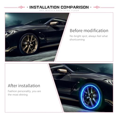 Fluher 6 PCS Car Tire Valve Light, Cool Modified Night Light Safety Shock Sensor Flash Light, Waterproof Tire Valve Stem LED Light Cap, Universal Wheel Decoration Accessory for Car Motorcycle (Blue) - Image 4