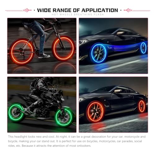 Fluher 6 PCS Car Tire Valve Light, Cool Modified Night Light Safety Shock Sensor Flash Light, Waterproof Tire Valve Stem LED Light Cap, Universal Wheel Decoration Accessory for Car Motorcycle (Blue) - Image 5