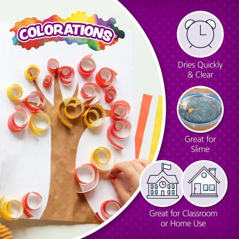 Colorations غراء شفاف قابل للغسل، 1 جالون، يجف شفاف، لصق، حرف، غراء مدرسي، غراء منزلي، غراء مكتبي، مشاريع حرفية، غراء قابل للغسل، غراء غير سام، تعليم منزلي، استخدام التعليم المنزلي - Image 2