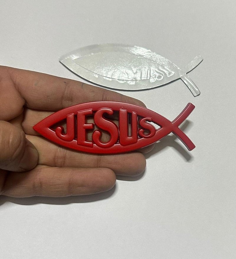AUTO MT (Jesus RED Sticker) 10 x 3cm Logo Car Bike Metal Logo Car Emblem 3D Badge Auto Racing Sport Sticker Grand Tourer Decal - Image 2