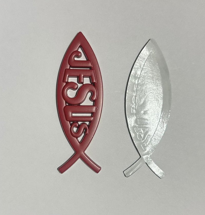 AUTO MT (Jesus RED Sticker) 10 x 3cm Logo Car Bike Metal Logo Car Emblem 3D Badge Auto Racing Sport Sticker Grand Tourer Decal - Image 1