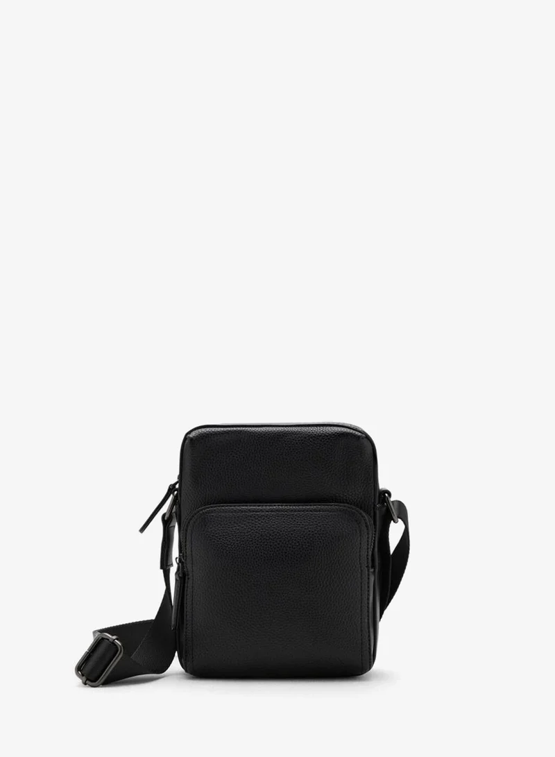 Mango Man Patent faux-leather shoulder bag