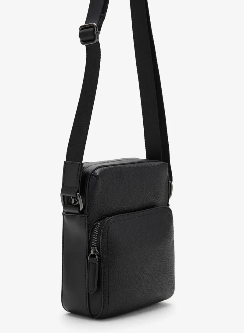 Mango Man Patent faux-leather shoulder bag