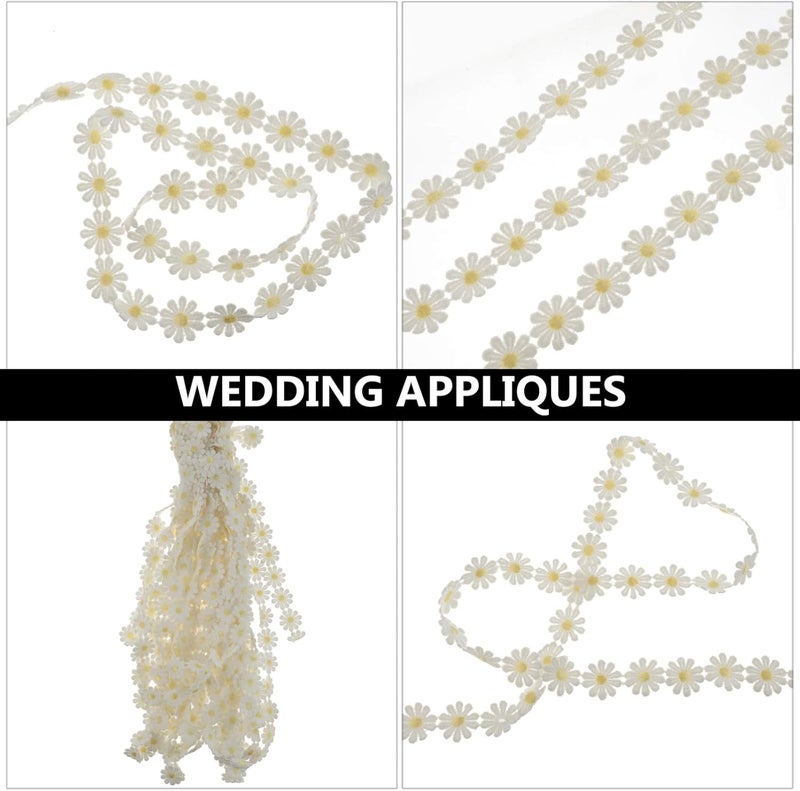 klarako Wedding Decor 15 Yards Daisy Decorating Lace Trims Sun Flower DIY Lace Sewing Embroidery Crafts for Wedding Dress Hair Band Clothes Decoration 2. 5cm Scrapbook Embellishments - Image 5