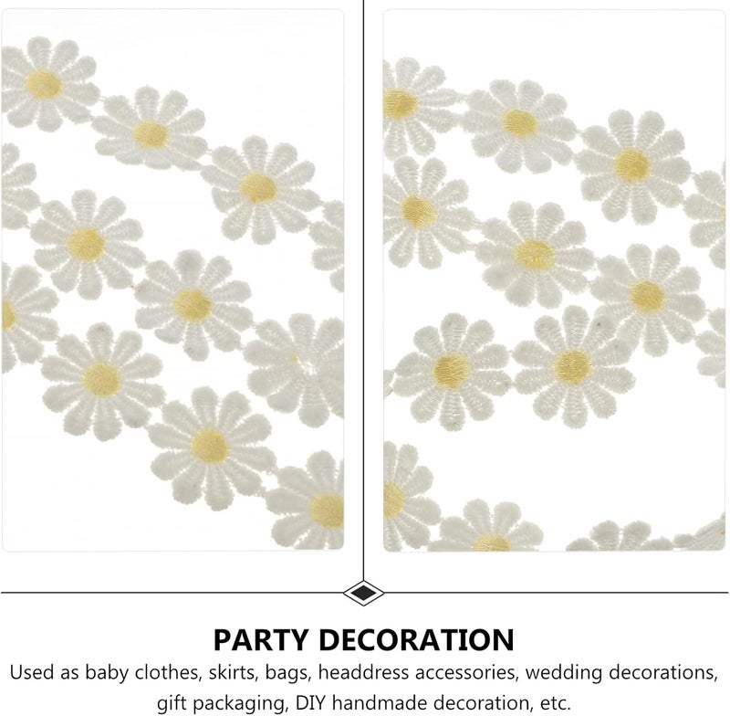 klarako Wedding Decor 15 Yards Daisy Decorating Lace Trims Sun Flower DIY Lace Sewing Embroidery Crafts for Wedding Dress Hair Band Clothes Decoration 2. 5cm Scrapbook Embellishments - Image 3