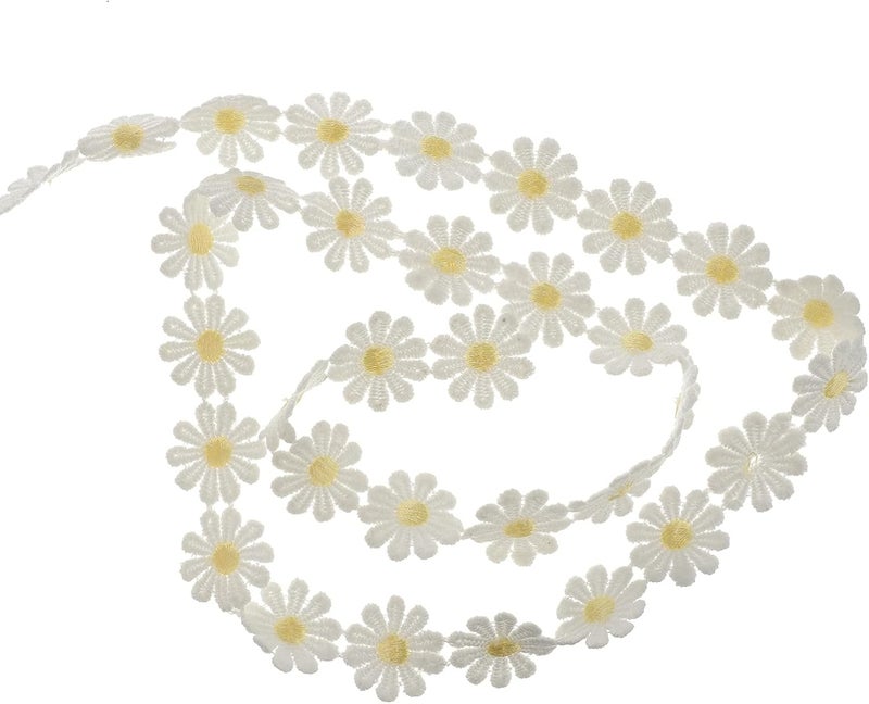 klarako Wedding Decor 15 Yards Daisy Decorating Lace Trims Sun Flower DIY Lace Sewing Embroidery Crafts for Wedding Dress Hair Band Clothes Decoration 2. 5cm Scrapbook Embellishments - Image 1