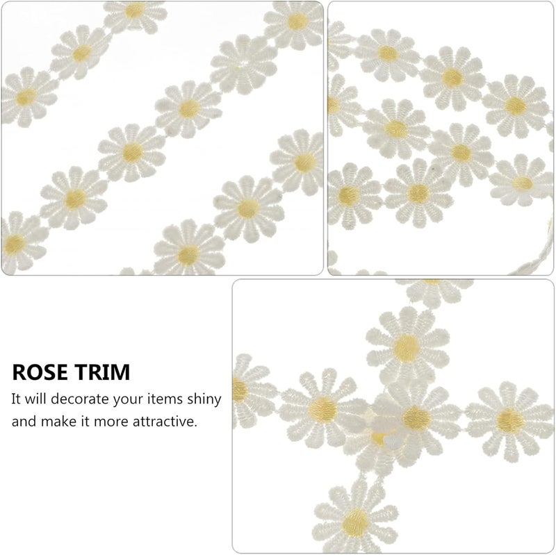 klarako Wedding Decor 15 Yards Daisy Decorating Lace Trims Sun Flower DIY Lace Sewing Embroidery Crafts for Wedding Dress Hair Band Clothes Decoration 2. 5cm Scrapbook Embellishments - Image 2