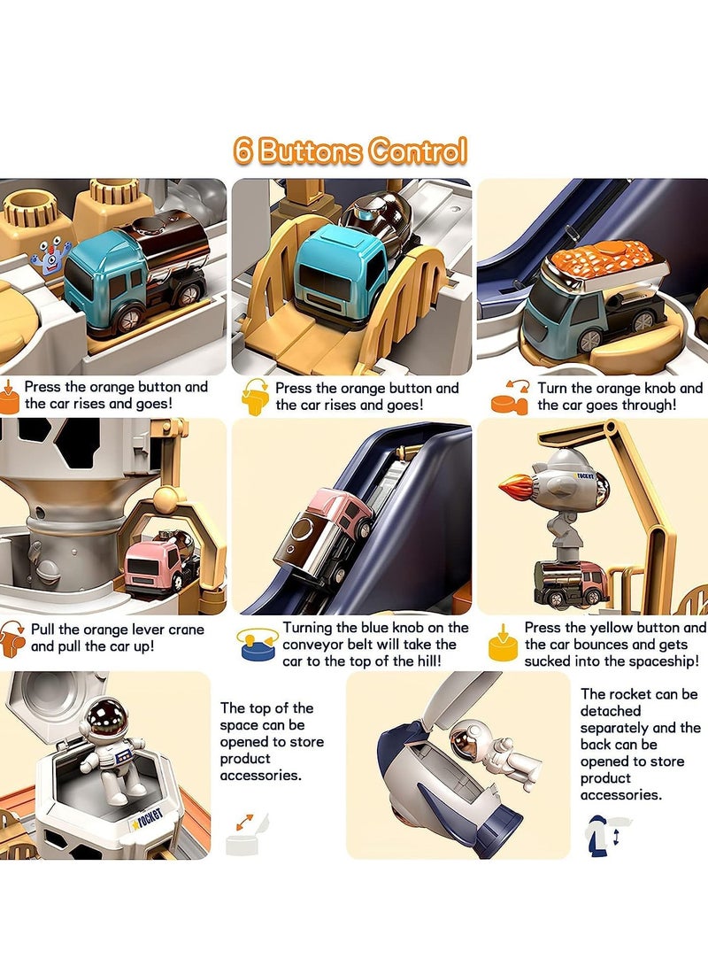 SOLARAE Race Track Game Toy Car Adventure for 3 4 5 6 7 Years Old Boys Girls Spaceship Rail City Rescue Playset Magnet Educational Learning Toddler - Image 3