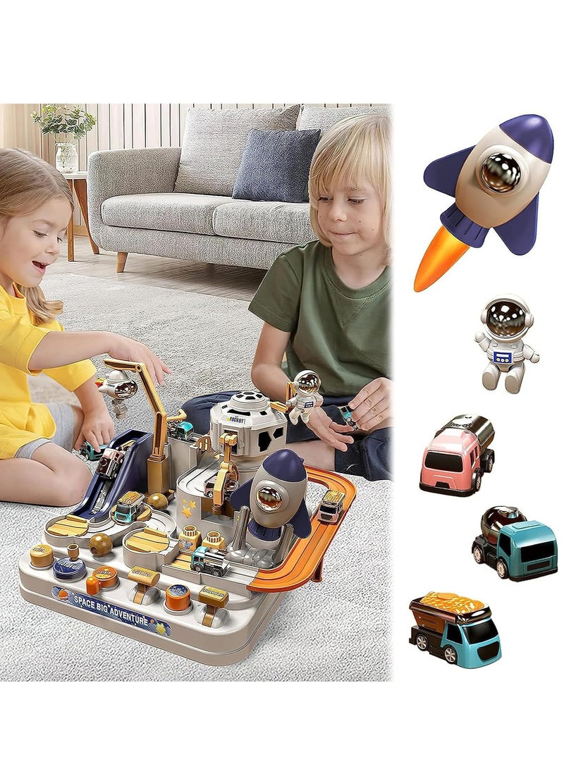 SOLARAE Race Track Game Toy Car Adventure for 3 4 5 6 7 Years Old Boys Girls Spaceship Rail City Rescue Playset Magnet Educational Learning Toddler - Image 1