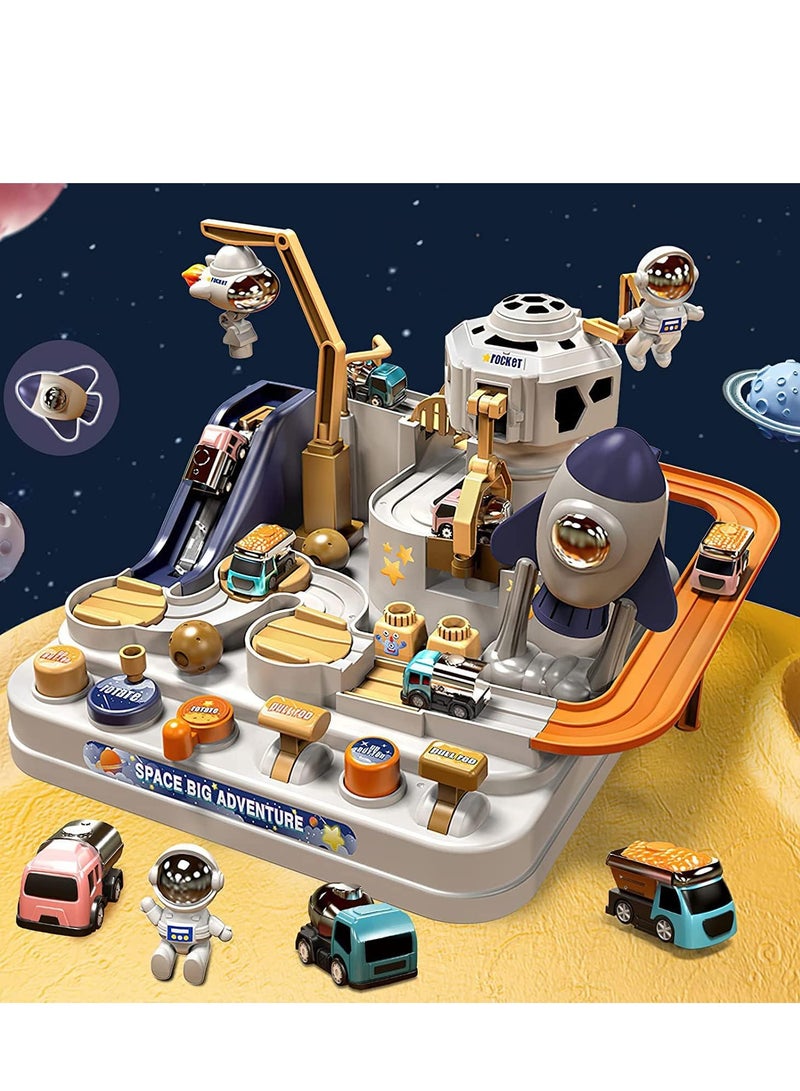 SOLARAE Race Track Game Toy Car Adventure for 3 4 5 6 7 Years Old Boys Girls Spaceship Rail City Rescue Playset Magnet Educational Learning Toddler - Image 2