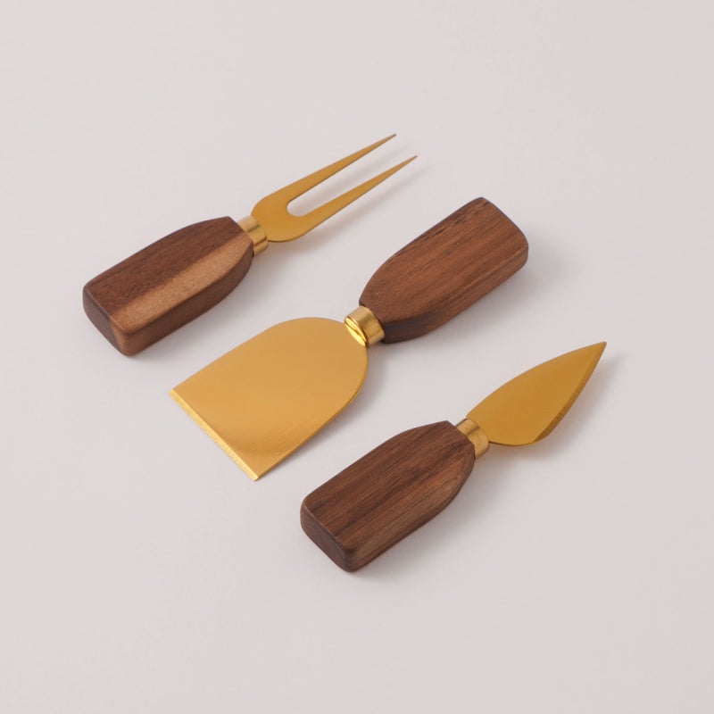 Alberto acacia wood cheese board set with metal handle 58.6*20.3*2.5 cm - Image 4