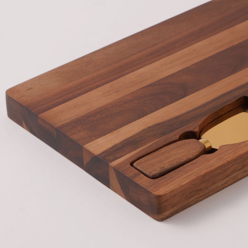 Alberto acacia wood cheese board set with metal handle 58.6*20.3*2.5 cm - Image 2