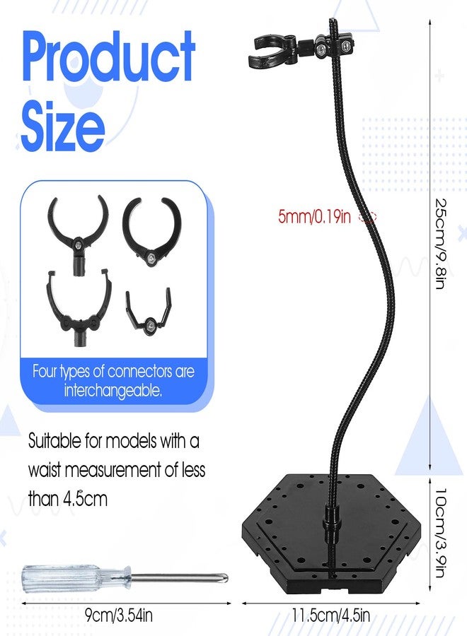 Xyembu 2 Pcs Black Action Figure Stand, Action Figure Display Holder Stand Base, Doll Model Support Stands, Stop Motion Rig, Adjustable Metal Support Arm, Model Display Stands with Screwdriver - Image 4