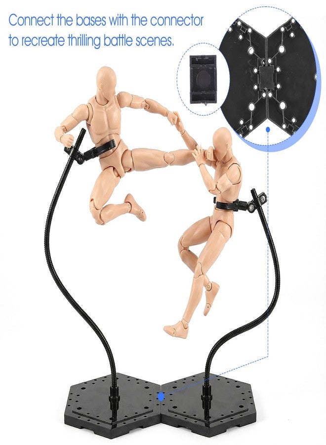 Xyembu 2 Pcs Black Action Figure Stand, Action Figure Display Holder Stand Base, Doll Model Support Stands, Stop Motion Rig, Adjustable Metal Support Arm, Model Display Stands with Screwdriver - Image 2