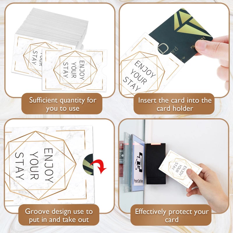 Geyee حافظة بطاقات مفاتيح الفندق جيي 500 قطعة مع مغلفات مفاتيح تغطي مفاتيح الفندق، 2.4 × 3.5 بوصة (تصميم دقيق) - Image 3