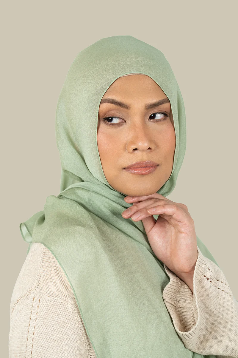 silqrose  Light Sage Silk Chiffon Hijab for Women | Best Price UAE