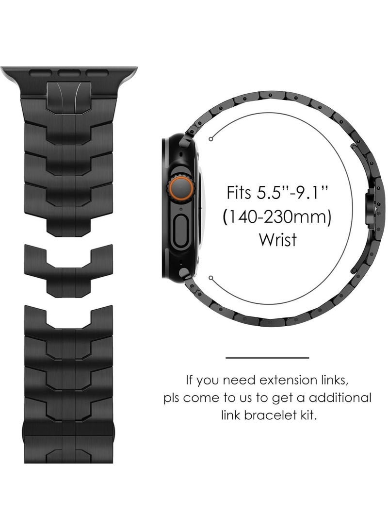 TIGER Stainless Steel Strap for iWatch 49mm, 46mm, 45mm, 44mm, 42mm – Black Replacement Band for Apple Watch Ultra 3, Ultra 2, Ultra, Series 10, 9, 8, 7, SE, 6, 5, 4, 3, 2, 1 – Durable, Sleek, and Adjustable - Image 5