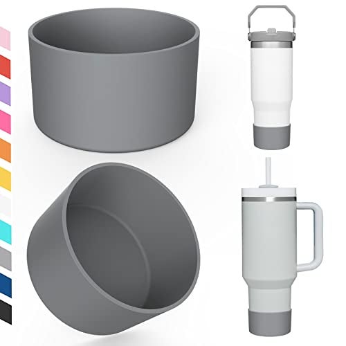 Airboat Airboat Upgrade 2PCS Protective Silicone Boot Bumper for Stanley Quencher Adventure 40oz 30oz IceFlow 20oz 30oz Tumbler Water Bottle Bottom Sleeve Cover Accessories for Stanley Mug CupLight Grey 