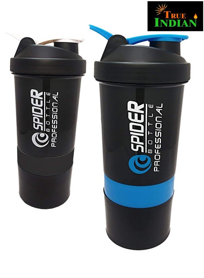 TRUE INDIAN Shaker Bottle Special Combo Pack Spider Sport Shaker and Sipper Bottle/Protein Shaker/Gym and Water Bottle (Pack of 2) (Blue) - Image 2