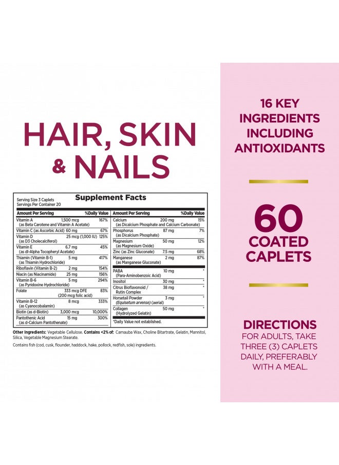 Hair, Skin & Nails Formula, 3,000 mcg Biotin, 60 Coated Caplets - pzsku/Z816380028CA30CDE9CCEZ/45/_/1726762815/3d06dc85-1b03-4a28-88ad-b92a76934856