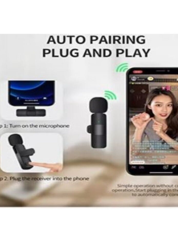 K8 Wireless Microphone Clip Mic, Digital Mini Lavalier Microphones, Lapel Clip-on Collar Microphone Compatible for All IOS and type-c Devices Purple - Image 4