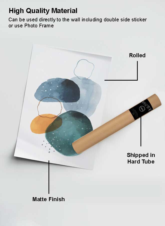 لوحة بوستر ديكور لوحة بدون فريم مع أربع قطع منفصلة من اللاصق ذو الوجهين تصميم رسم تجريدي غرفة النوم غرفة المعيشة وديكور المكتب - Image 2