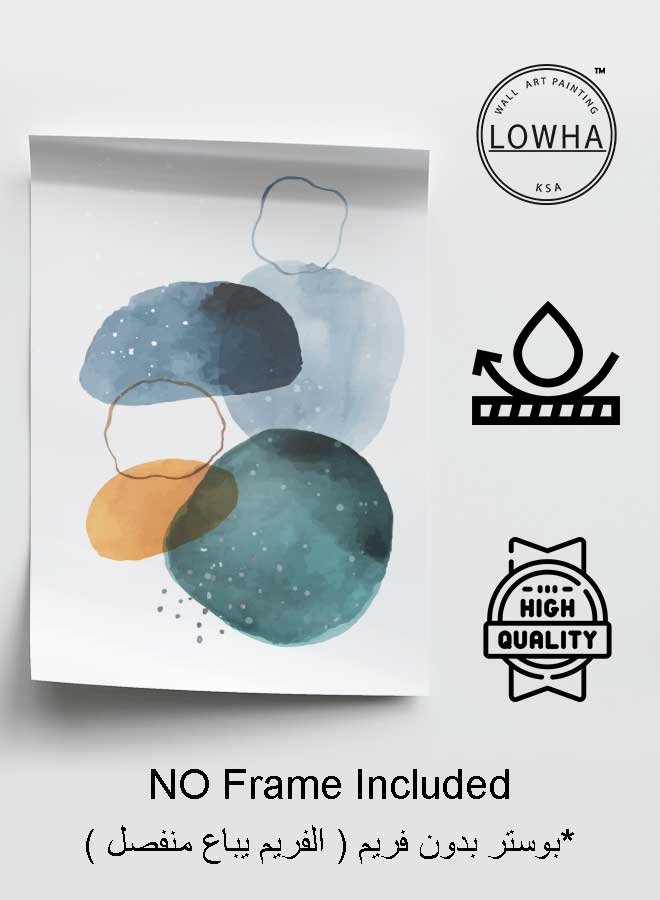 لوحة بوستر ديكور لوحة بدون فريم مع أربع قطع منفصلة من اللاصق ذو الوجهين تصميم رسم تجريدي غرفة النوم غرفة المعيشة وديكور المكتب - Image 3