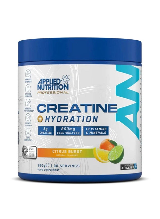 Applied Nutrition Creatine + Hydration, Support Endurance and Strength, Citrus Burst, 360g