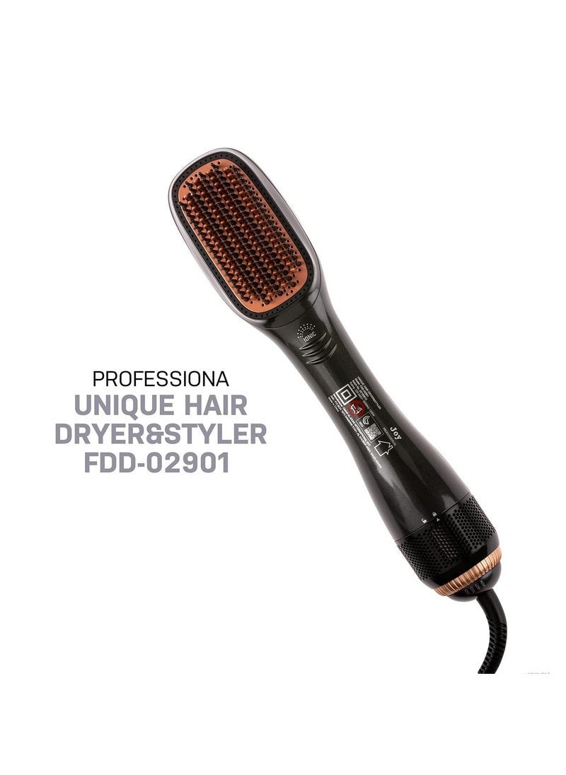 JAJEEK 2 In 1 Professional Hair Dryer Brush and Straightener – Hot Air Styling Comb with Negative Ion Technology, Blow Dryer & Hair Styler Brush for Smooth, Frizz-Free Hair, Fast Drying & Straightening Tool for Women, Ideal for All Hair Types – Black/Pink - Image 2