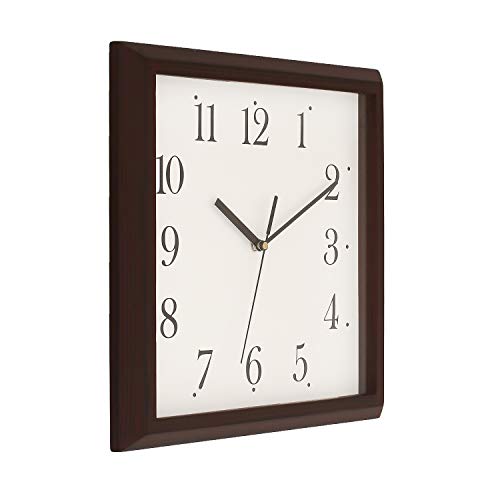 CHRONIKLE Elegant Square Wooden Case Analog English Numbers Wall Clock for Living Room Home Decorations Office Gifts (Size: 31.5 x 5 x 31.5 CM | Weight: 1125 Gram | Color: Rosewood) - Image 1