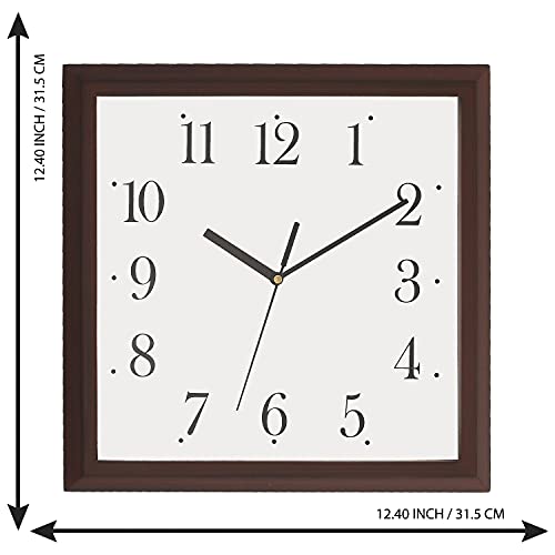 CHRONIKLE Elegant Square Wooden Case Analog English Numbers Wall Clock for Living Room Home Decorations Office Gifts (Size: 31.5 x 5 x 31.5 CM | Weight: 1125 Gram | Color: Rosewood) - Image 3