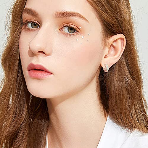 CiNily 14K Rose Gold Plated Opal Small Hoop Earrings for Women Cute Huggie Earrings - Image 5