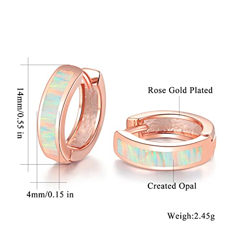 CiNily 14K Rose Gold Plated Opal Small Hoop Earrings for Women Cute Huggie Earrings - Image 3