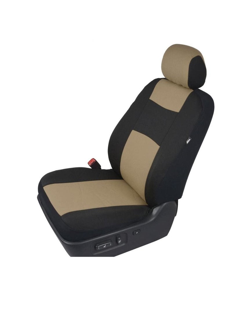 Excefore Car Seat Covers Full Set in Beige on Black Front and Rear Split Bench Car Seat Cover, Easy to Install, Interior Covers for Auto Truck Van SUV - Image 2