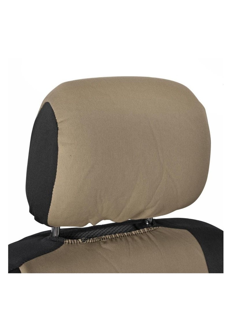 Excefore Car Seat Covers Full Set in Beige on Black Front and Rear Split Bench Car Seat Cover, Easy to Install, Interior Covers for Auto Truck Van SUV - Image 5