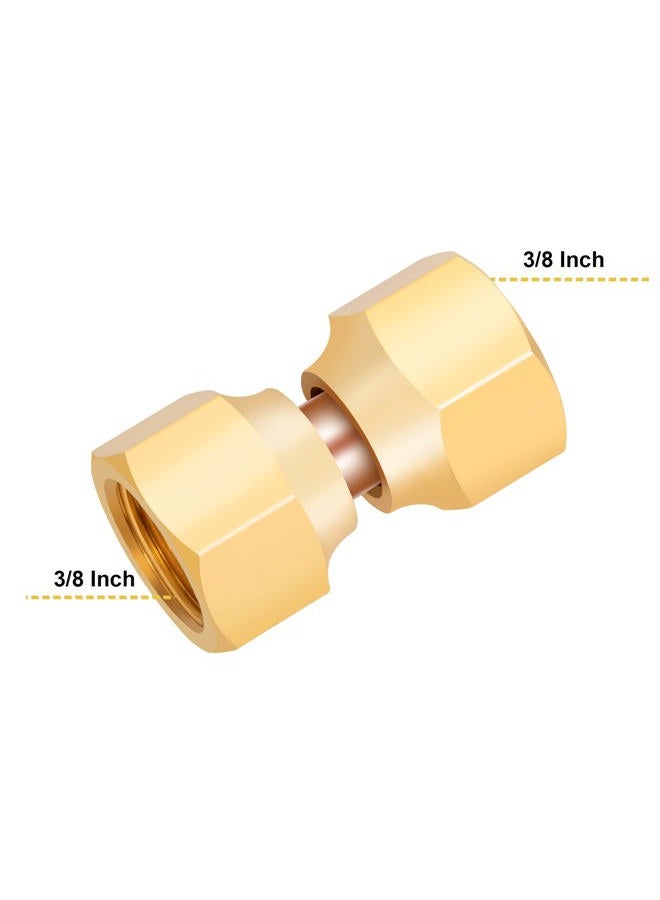 Breezliy Brass 3/8" Female Flare x 3/8" Female Flare Swivel Brass Adapter,Female Swivel Nut,Flare Tube Fitting,Valve Connector 2PCS - Image 2