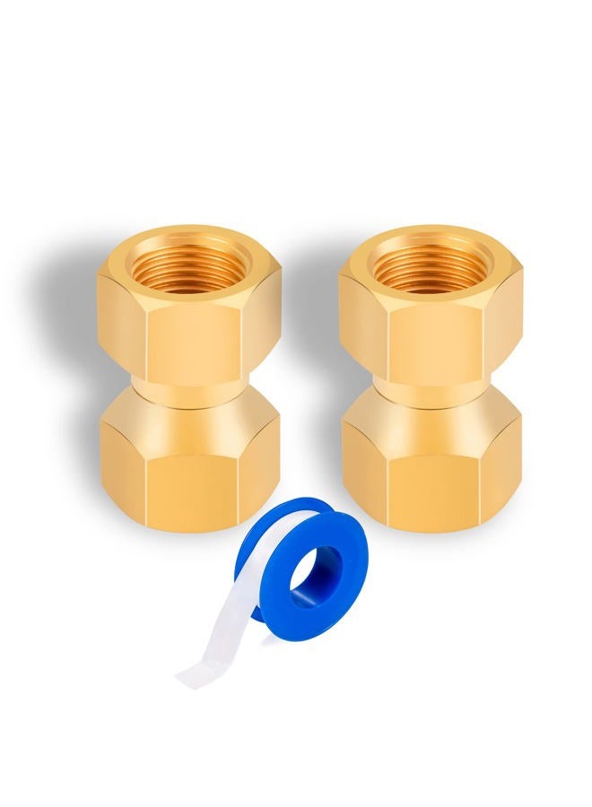 Breezliy Brass 3/8" Female Flare x 3/8" Female Flare Swivel Brass Adapter,Female Swivel Nut,Flare Tube Fitting,Valve Connector 2PCS - Image 4