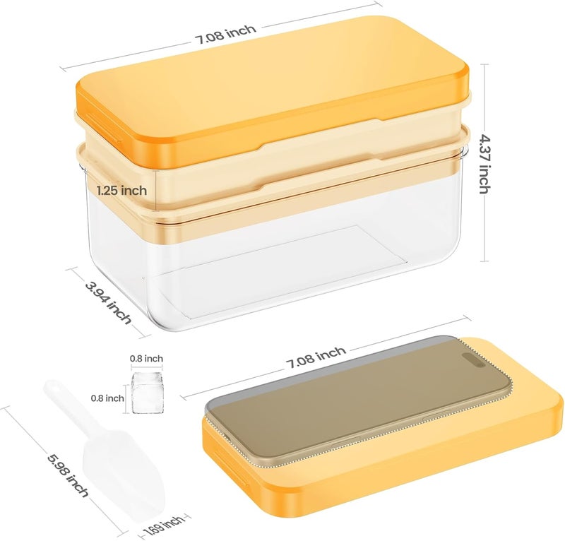 PHINOX Ice Cube Tray with Lid and Bin, Ice Trays for Freezer, Flexible Ice Cube Trays, Making 64 pcs Ice Cubes, Chilling Cocktail, Whiskey, Coffee, with 2 trays, Ice Container, Scoop&Cover, BPA Free - Image 3