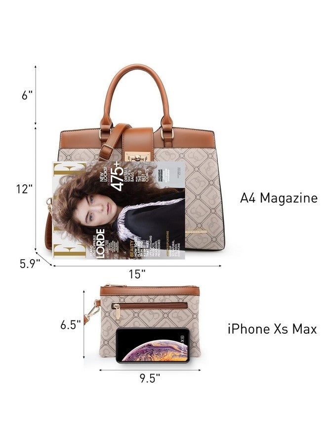 Dasein Handbags for Women Purses Monogram Satchel Purse Large Tote Ladies Handbag Shoulder Bags Top Handle Work Bag 2pcs Set - Image 2