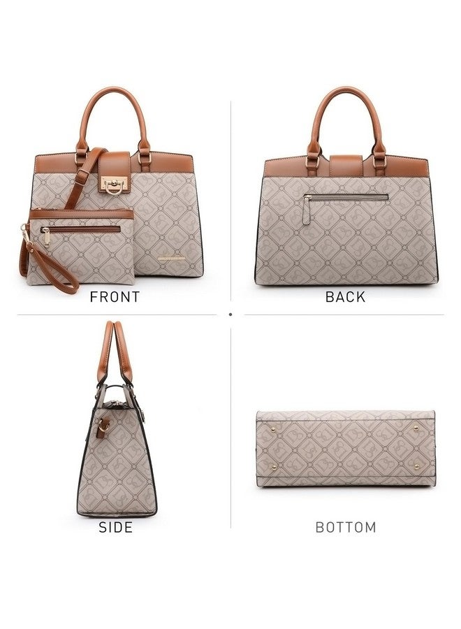 Dasein Handbags for Women Purses Monogram Satchel Purse Large Tote Ladies Handbag Shoulder Bags Top Handle Work Bag 2pcs Set - Image 1