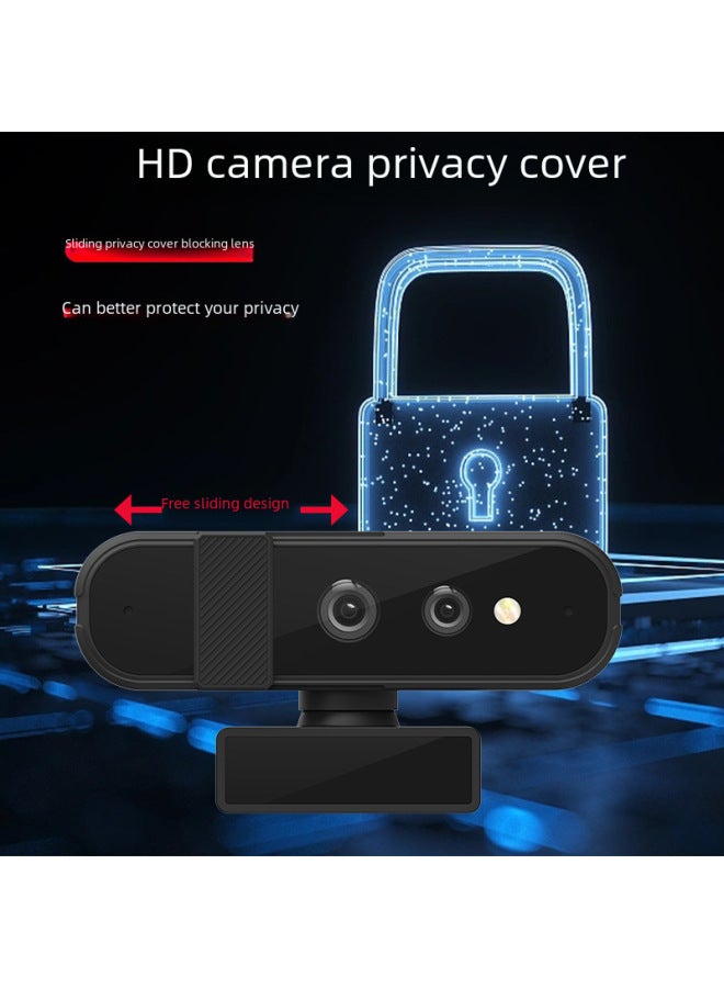 Windows Hello Face Recognition Webcam For Login Unlocking Win10/11 Video Calling Capability-Color:Black Hardware C6 1.0million Pixels 720p Without Microphone - Image 5