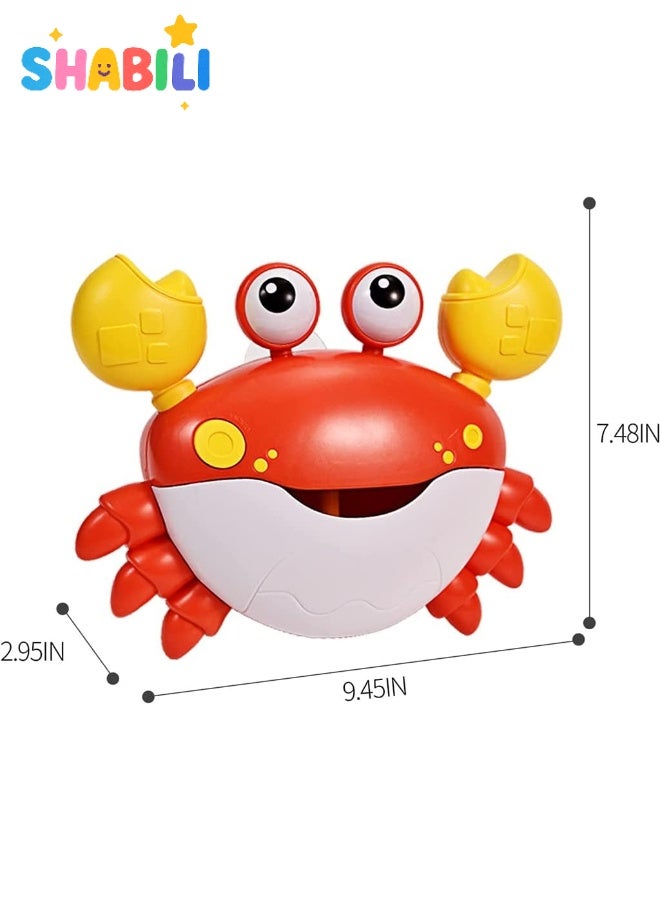 شبيلي صانعة فقاعات استحمام بشكل سلطعون آلة فقاعات أوتوماتيكية لعبة استحمام للرضّع، أناشيد أطفال للغناء معها ومصّاصات تثبيت وخالية من BPA بهيكل ABS، مناسبة +18 شهرًا للأطفال أولاد بنات روضة حضانة حمّام دش هدية - Image 4