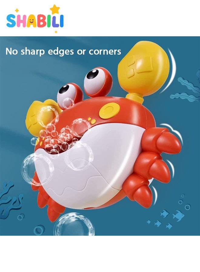 شبيلي صانعة فقاعات استحمام بشكل سلطعون آلة فقاعات أوتوماتيكية لعبة استحمام للرضّع، أناشيد أطفال للغناء معها ومصّاصات تثبيت وخالية من BPA بهيكل ABS، مناسبة +18 شهرًا للأطفال أولاد بنات روضة حضانة حمّام دش هدية - Image 5
