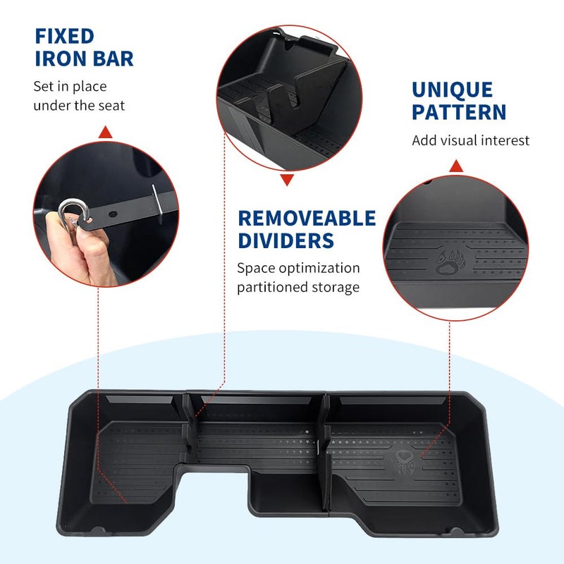XPHAZZ Rear Underseat Storage Compatible with 2019-2025 RAM 1500 Pickup ABS Under Seat Organizer Bin (ABS - Black, 2019+ RAM 1500) - Image 4
